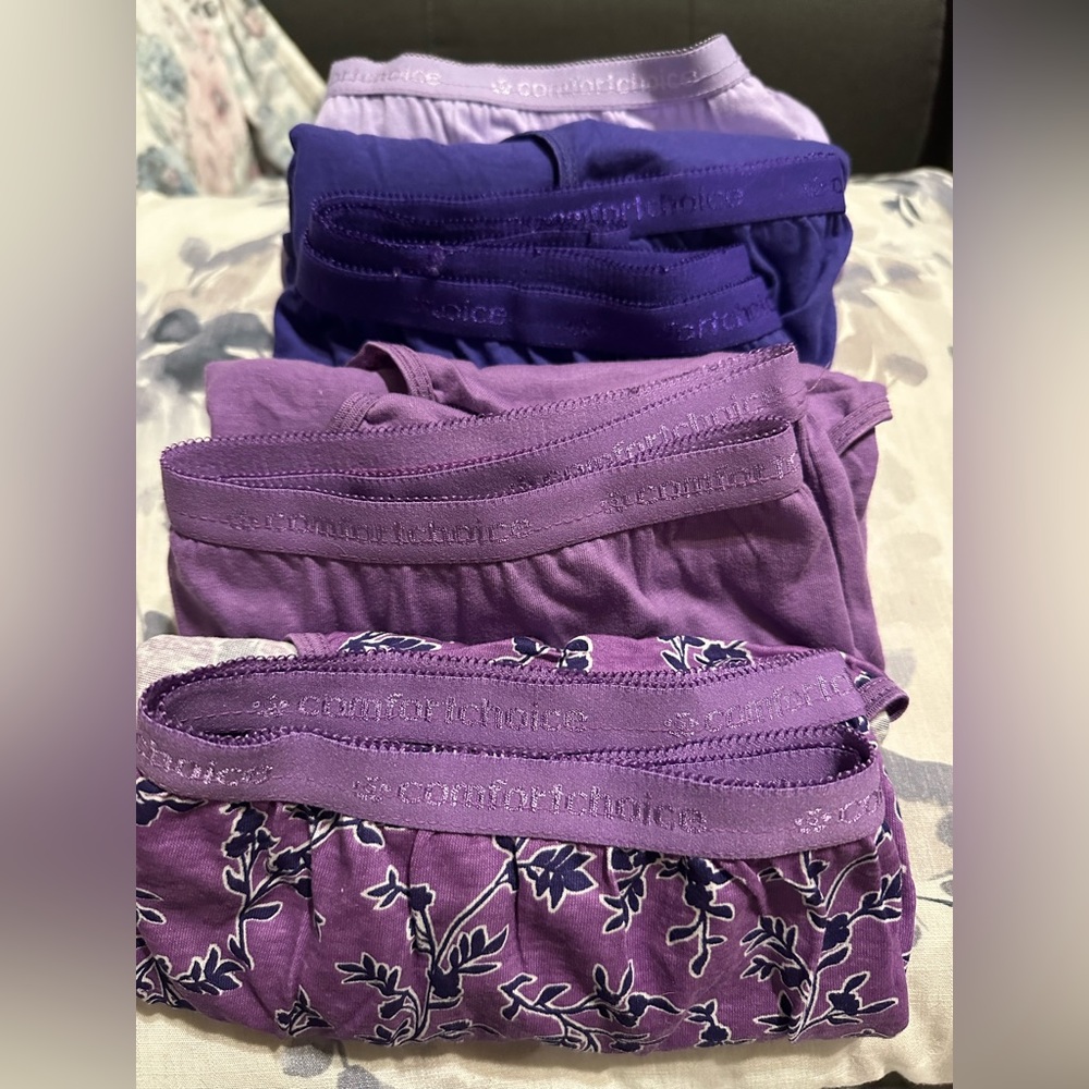 8 pairs of comfort choice panties size 15.  Purchased too big and cannot return.